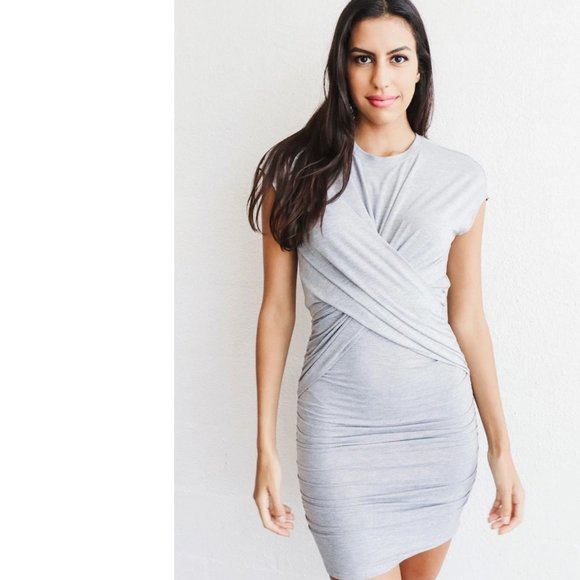 frame shirred muscle tee dress